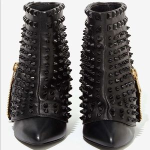 Nasty Gal Black Battle Studded Leather Boots